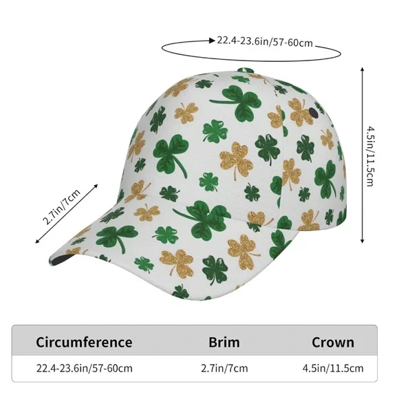 NWT Cute Green & Gold Shamrock Clover St Patrick's Day Hats Women Baseball - Picture 4 of 4